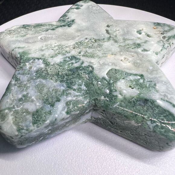 Moss Agate Crystal Star Carving - Picture 3 of 9